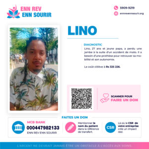 Lino, 27 ans, a besoin d'une prothèse