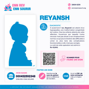 Reyansh, 1 an, souffrant d’un hypospadias postérieur