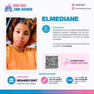 Elmediane 14 Years Old , needs to undergo several tests to know her diagnosis.