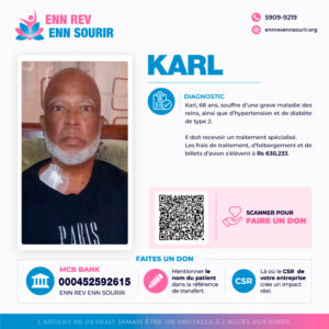 Karl,68yrs suffers of end-stage kidney failure, hypertensive cardiovascular disease, and type 2 diabetes mellitus.