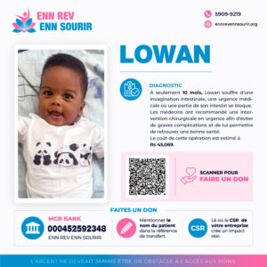 Lowan, 10 mois, souffre d'une invagination intestinale