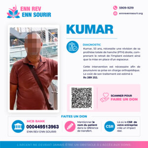 Kumar 53 Years old , needs to undergo a Right THR Revision + Removal of Implant + Spacer surgery