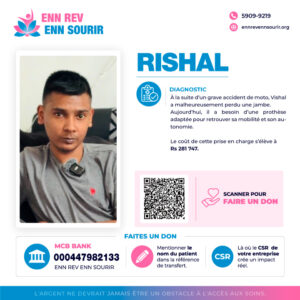 Rishal, a besoin d'une prothèse